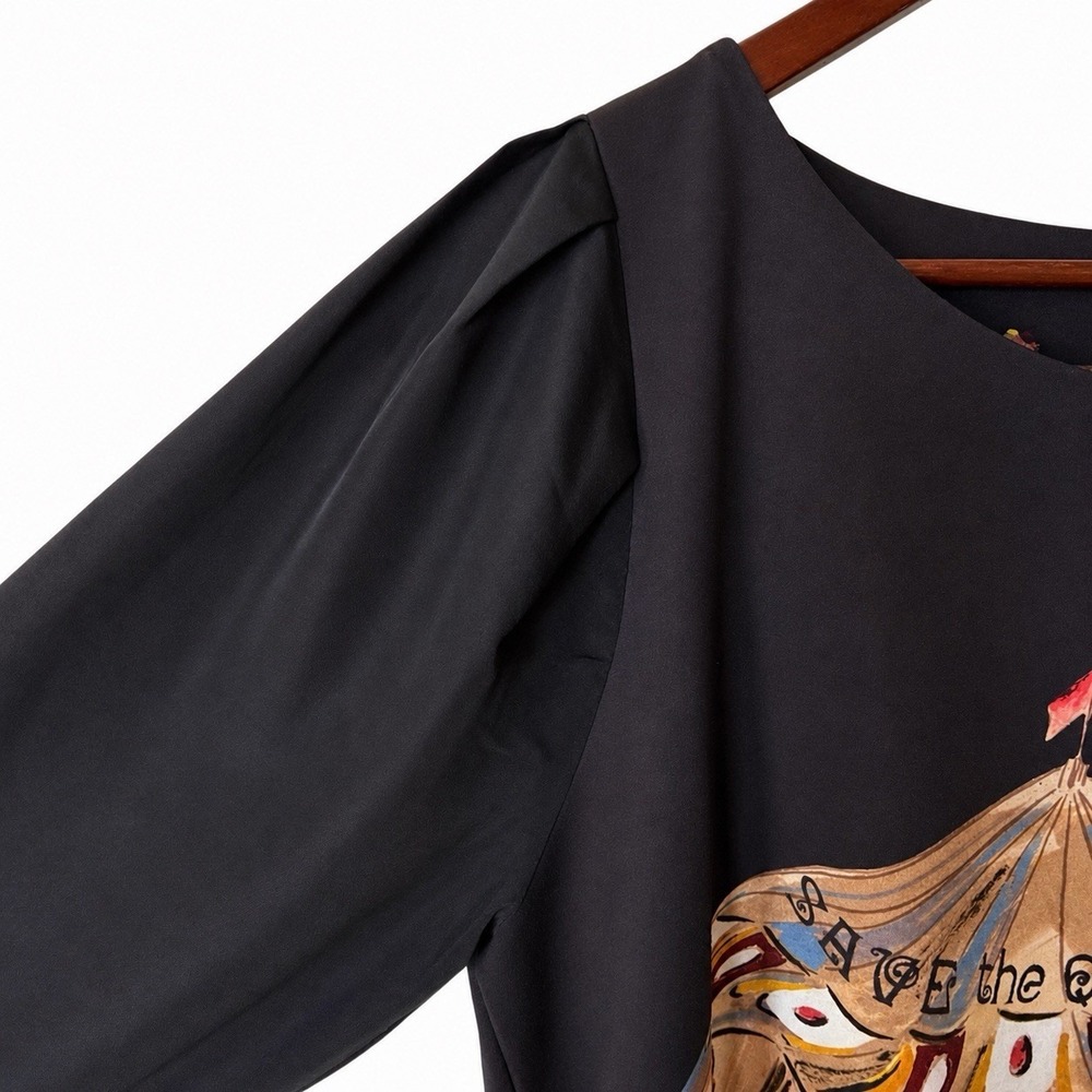 RARE Save The Queen Dress XL Circus Print Graphic Long Sleeve Designer Italy Y2K - Picture 3 of 15